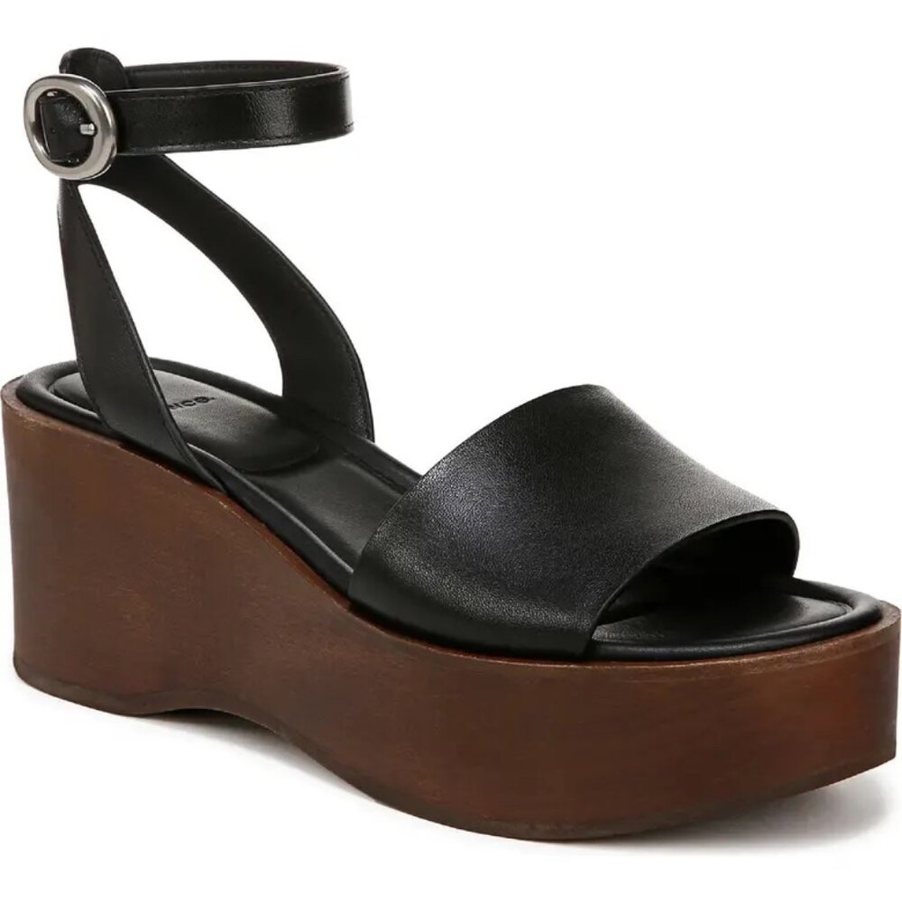 Vince Phillipa Leather Platform Sandal in Black/Brown